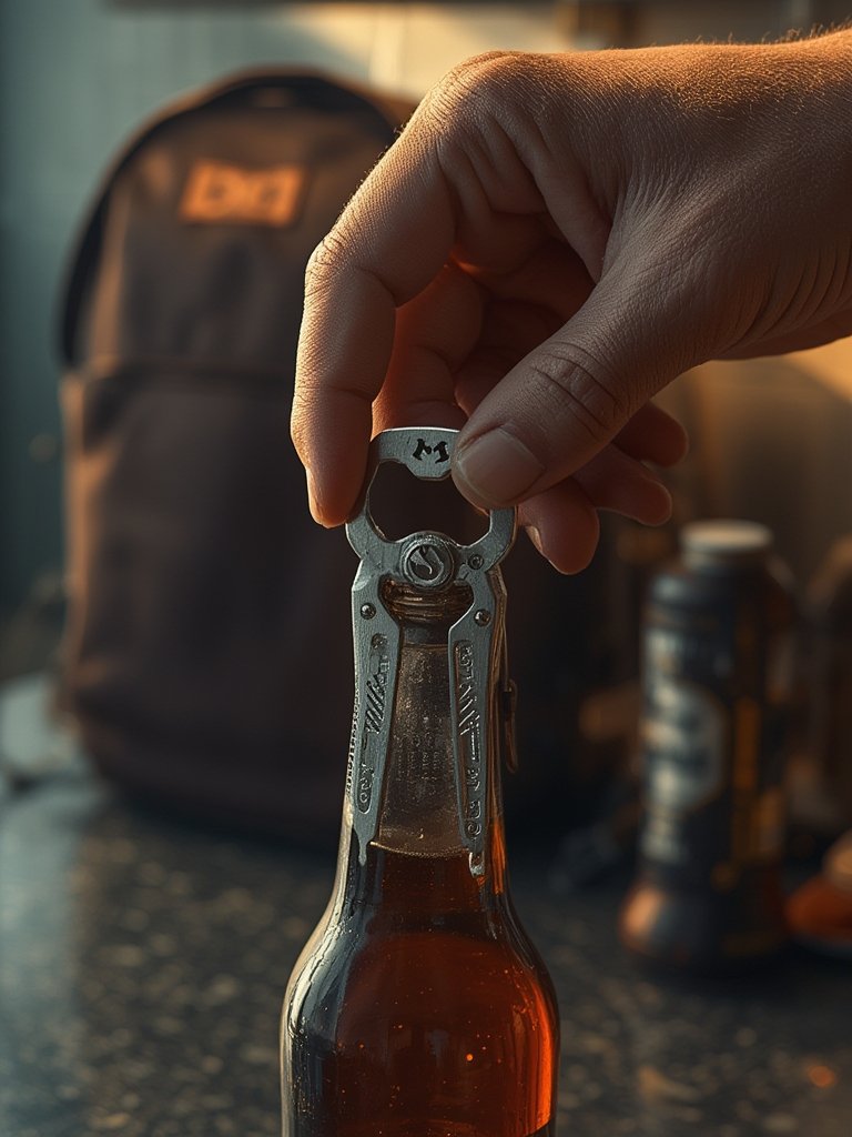 EDC tool being used to open bottle