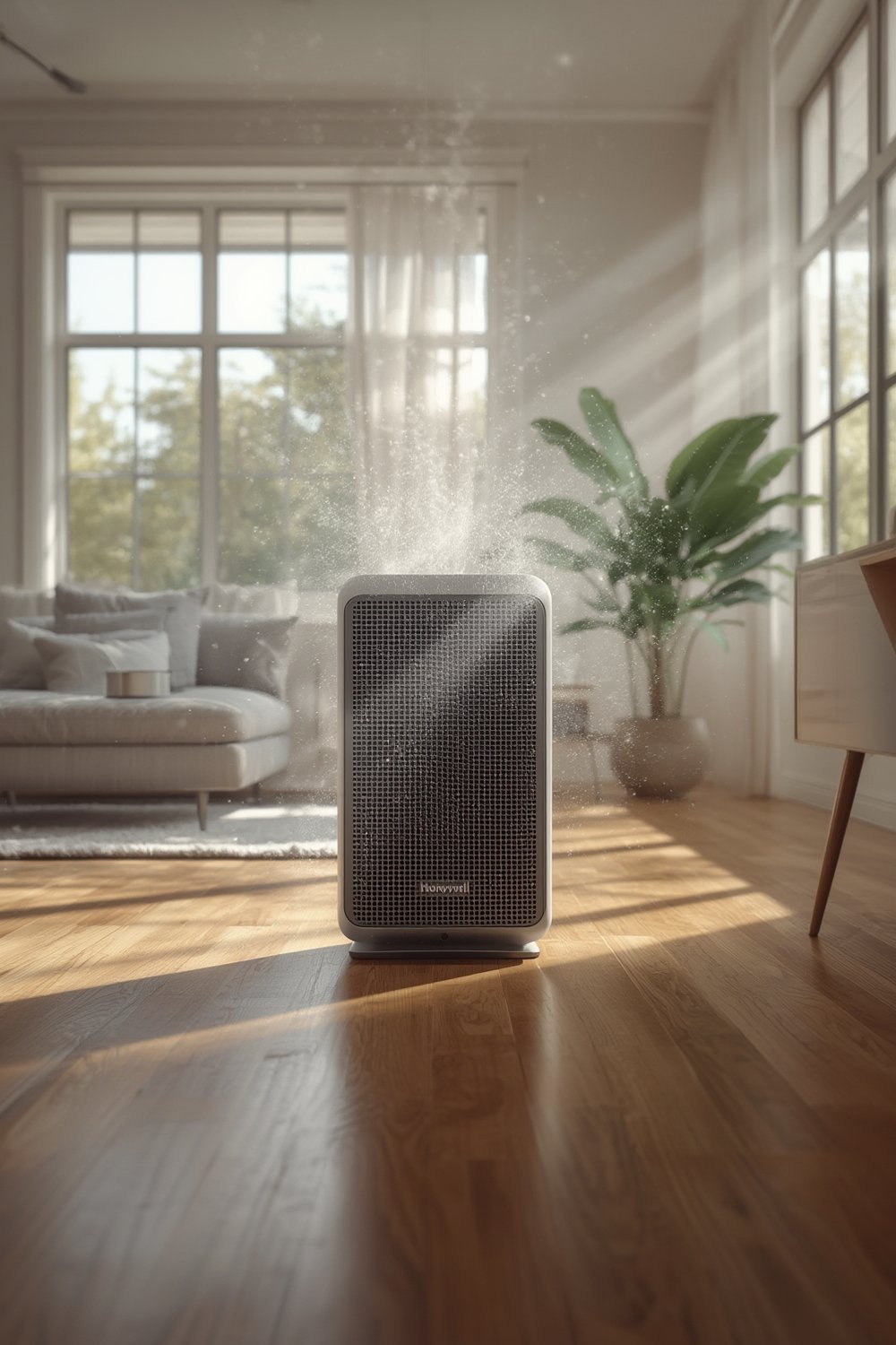 HEPA filter being installed into Honeywell air purifier for allergen removal