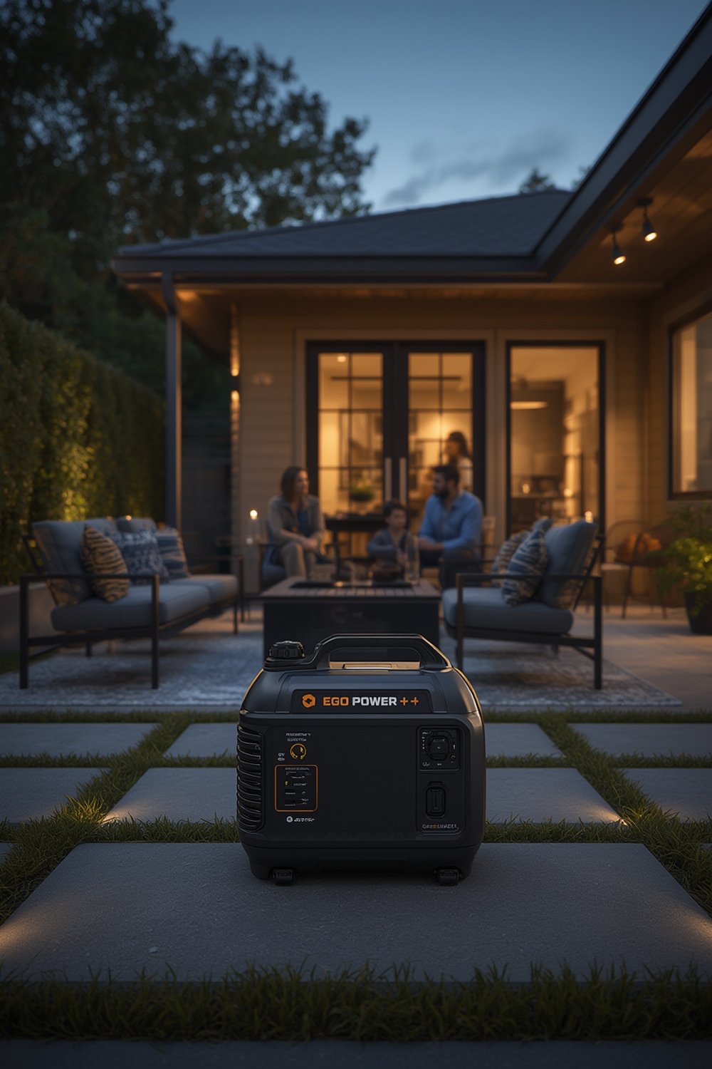 portable generator powering outdoor tools