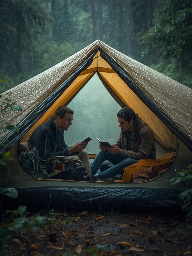 2 person tent set up with rain fly