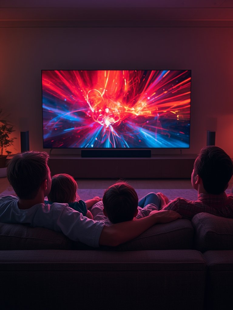 65 inch TV on a modern media console, showcasing Quantum Dot and 4K resolution