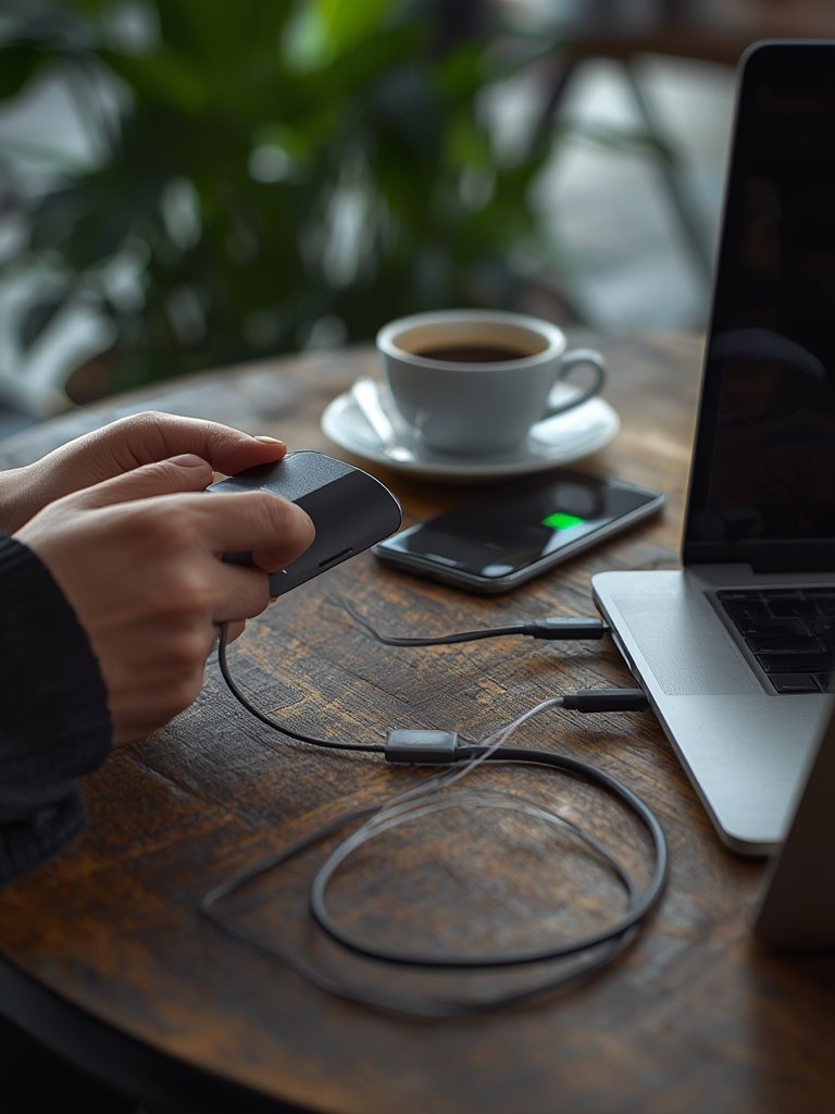 65w charger for laptops and tablets - INIU power bank in action