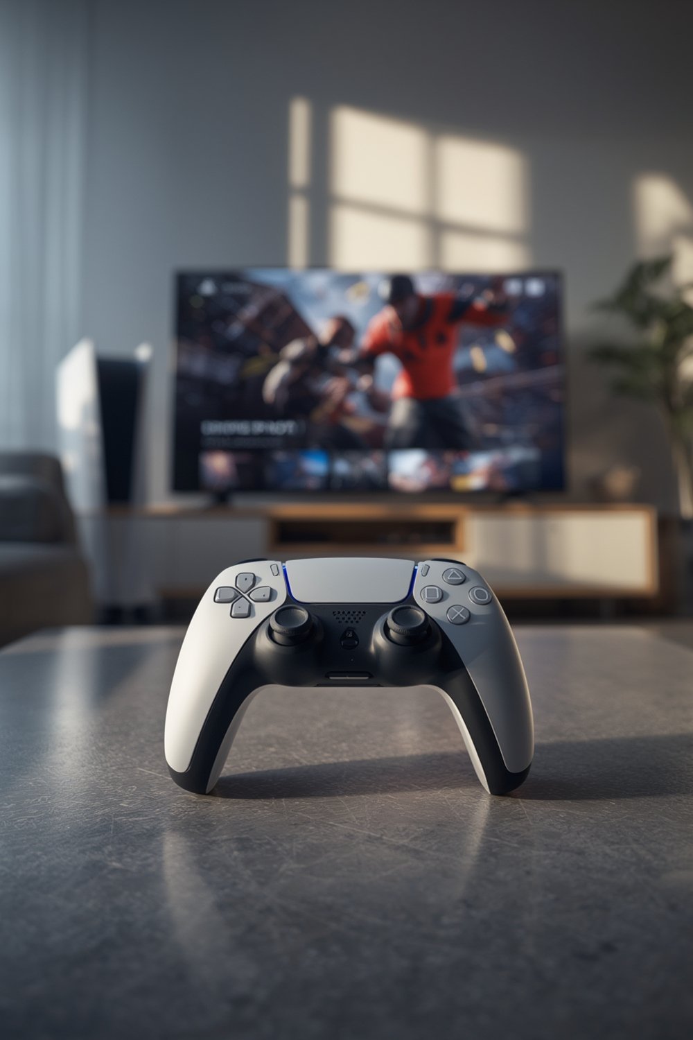 DualSense Controller Midnight Black in use with PS5 setup