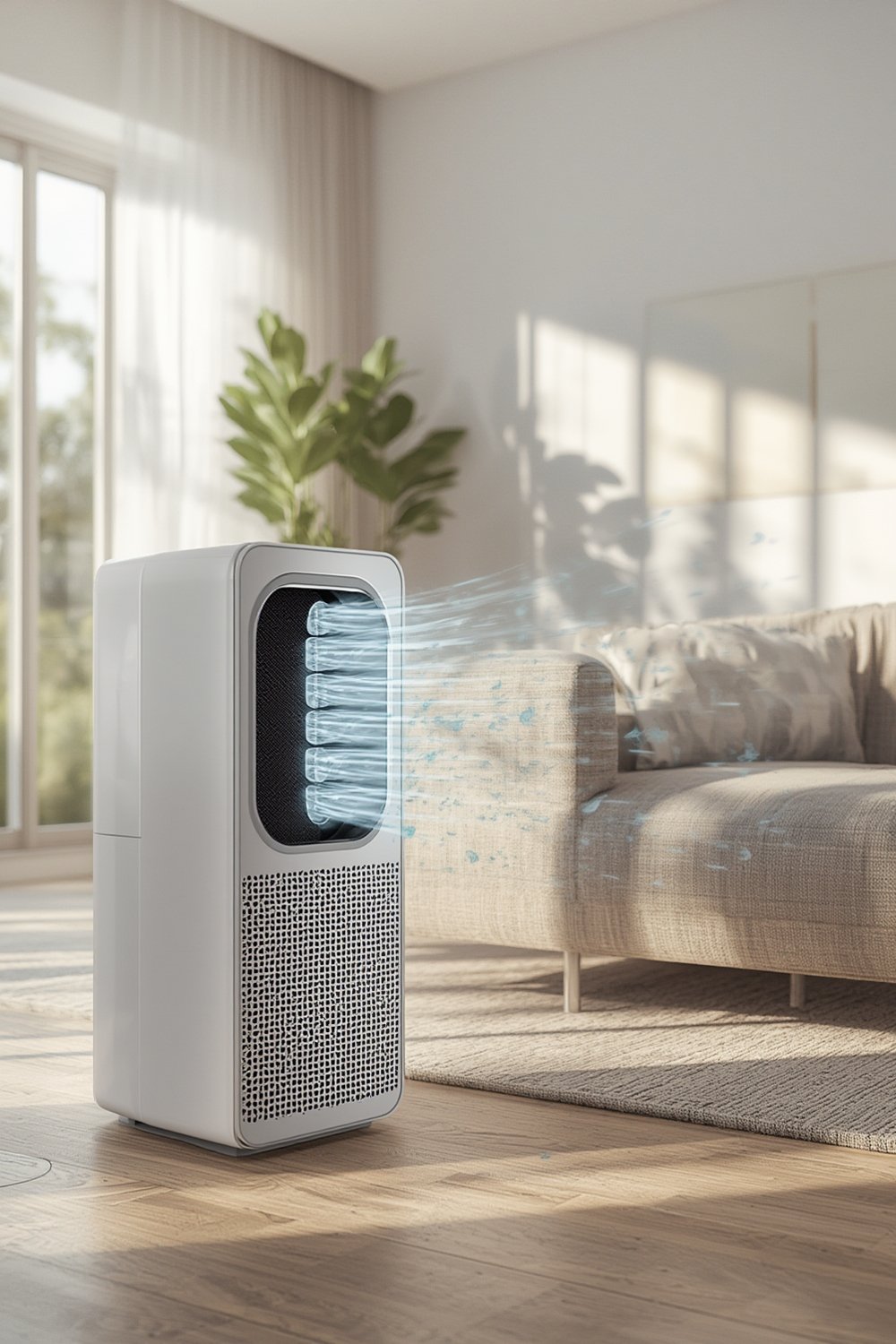 HEPA filter close-up showing dense fibrous layers for allergen removal, dust reduction, and pollen filtration in an air purifier