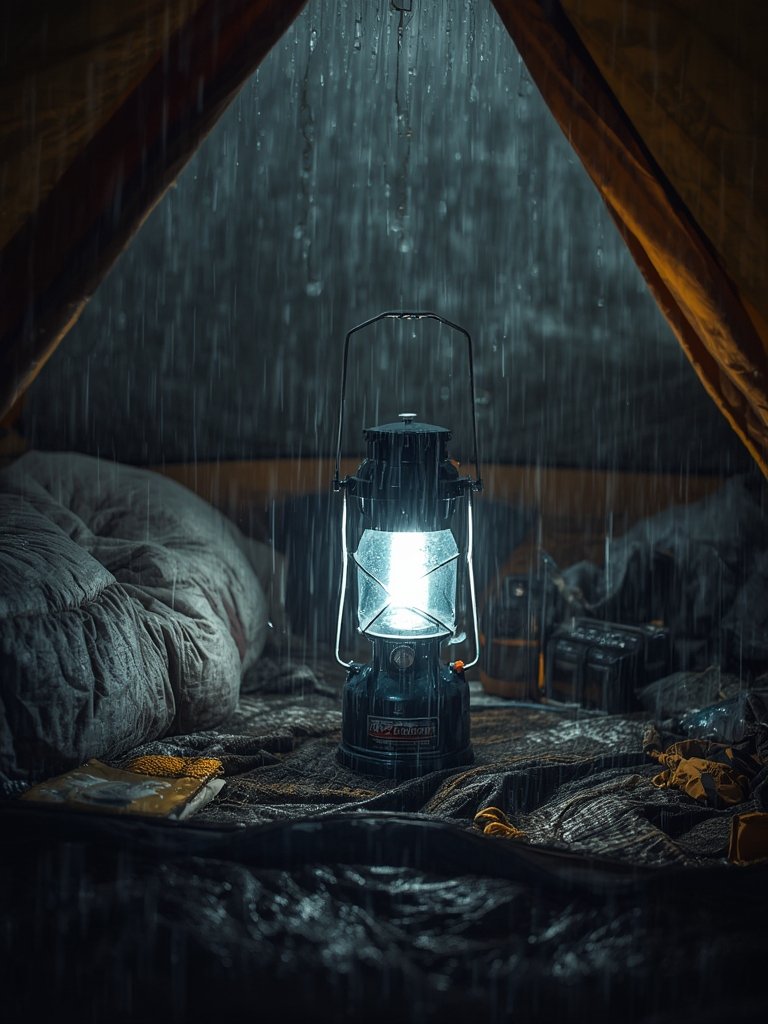 LED lantern in outdoor setting