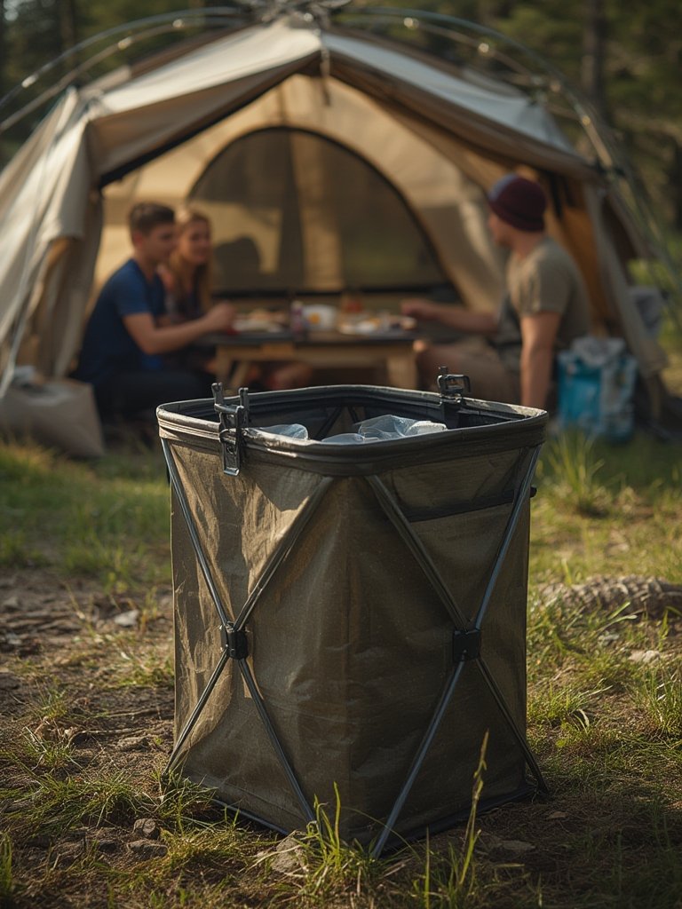 collapsible garbage can with zippered lid