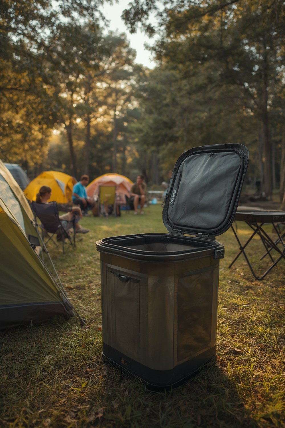 collapsible trashcan - collapsible design for camping and yard waste