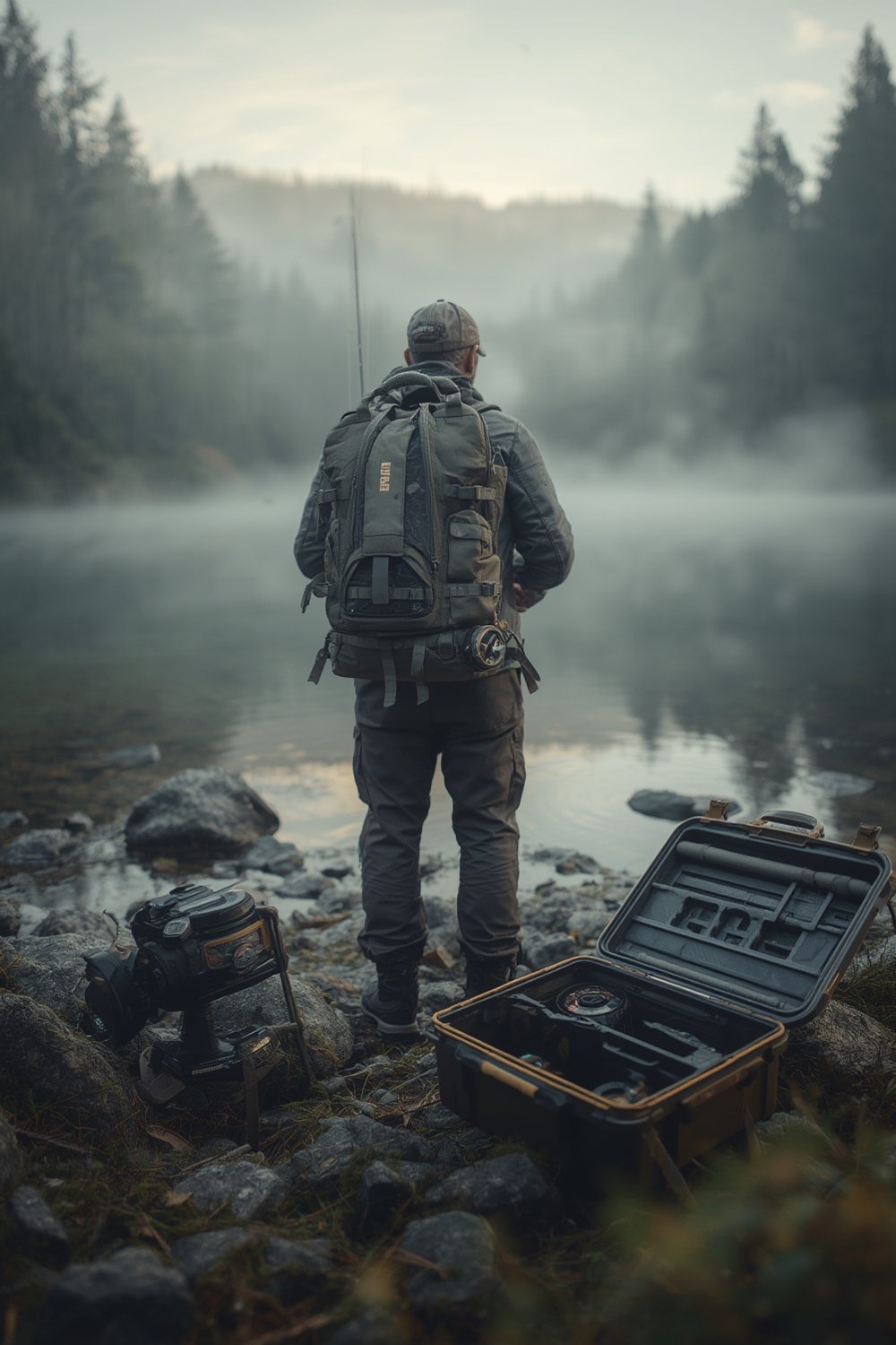 fishing backpack used on fishing pier