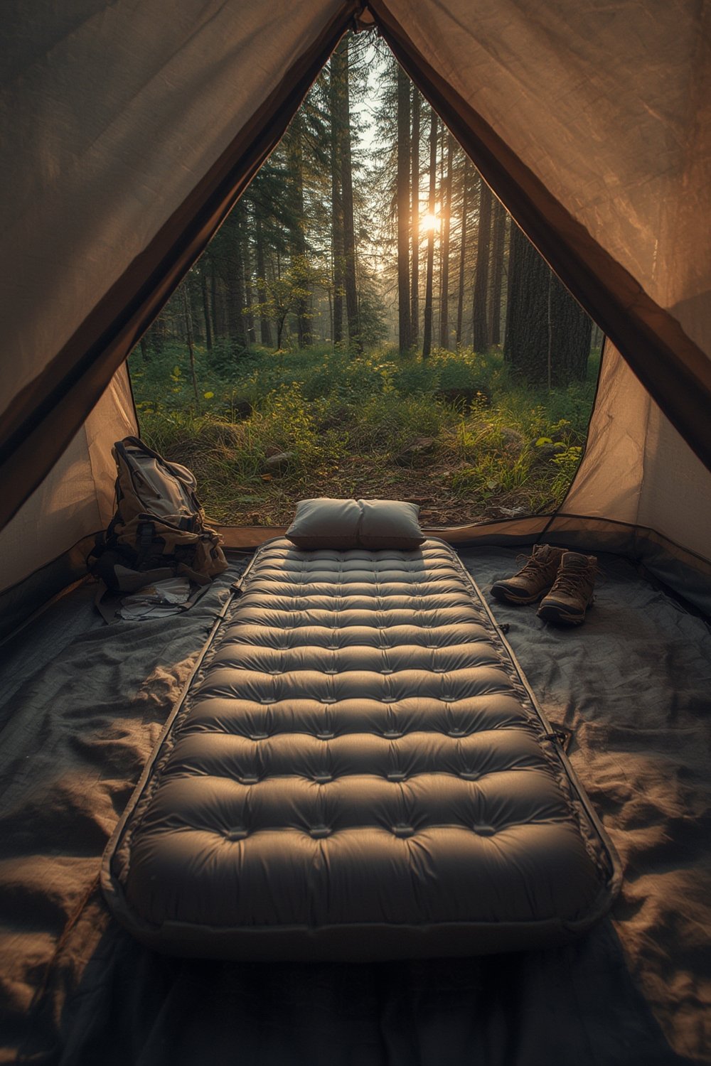 inflatable pad in use on camping trip