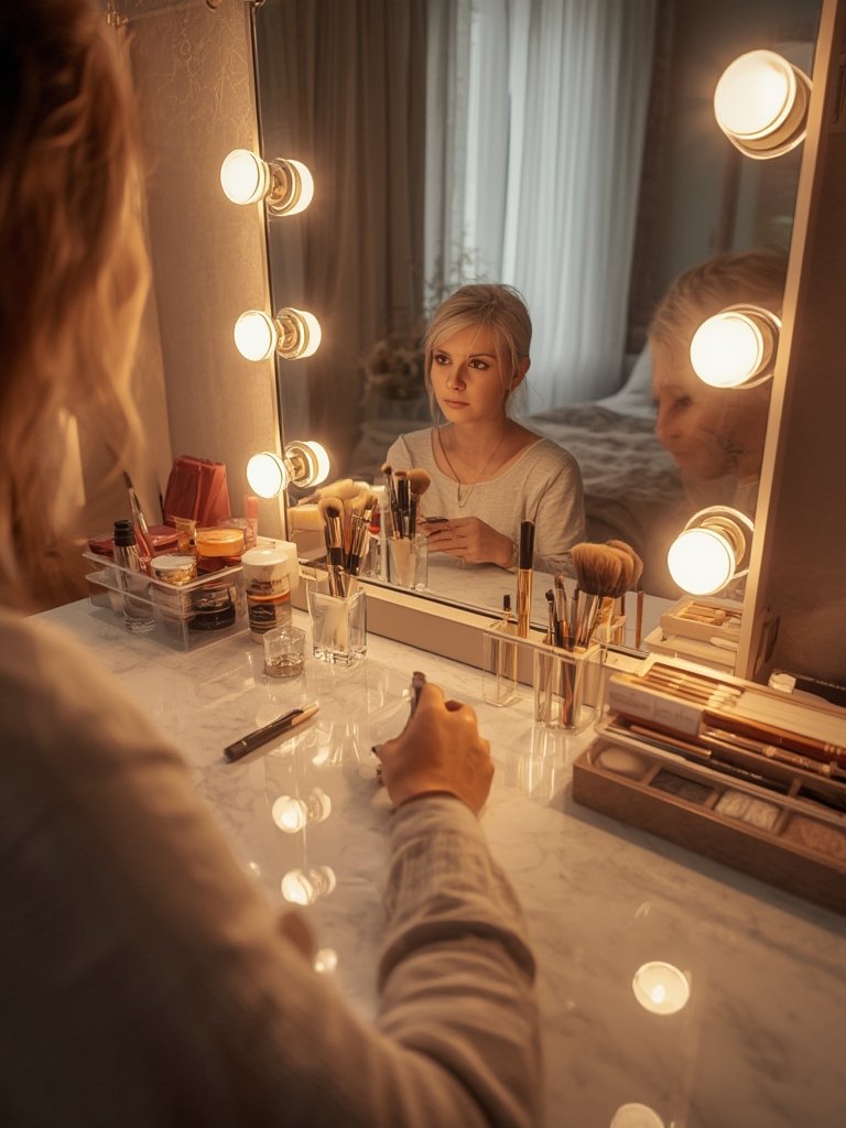 Vanity Desk: 7 Ultimate Steps For An Amazing Bedroom Makeover 2026 2 makeup vanity with storage, mirror, and adjustable lighting in white bedroom