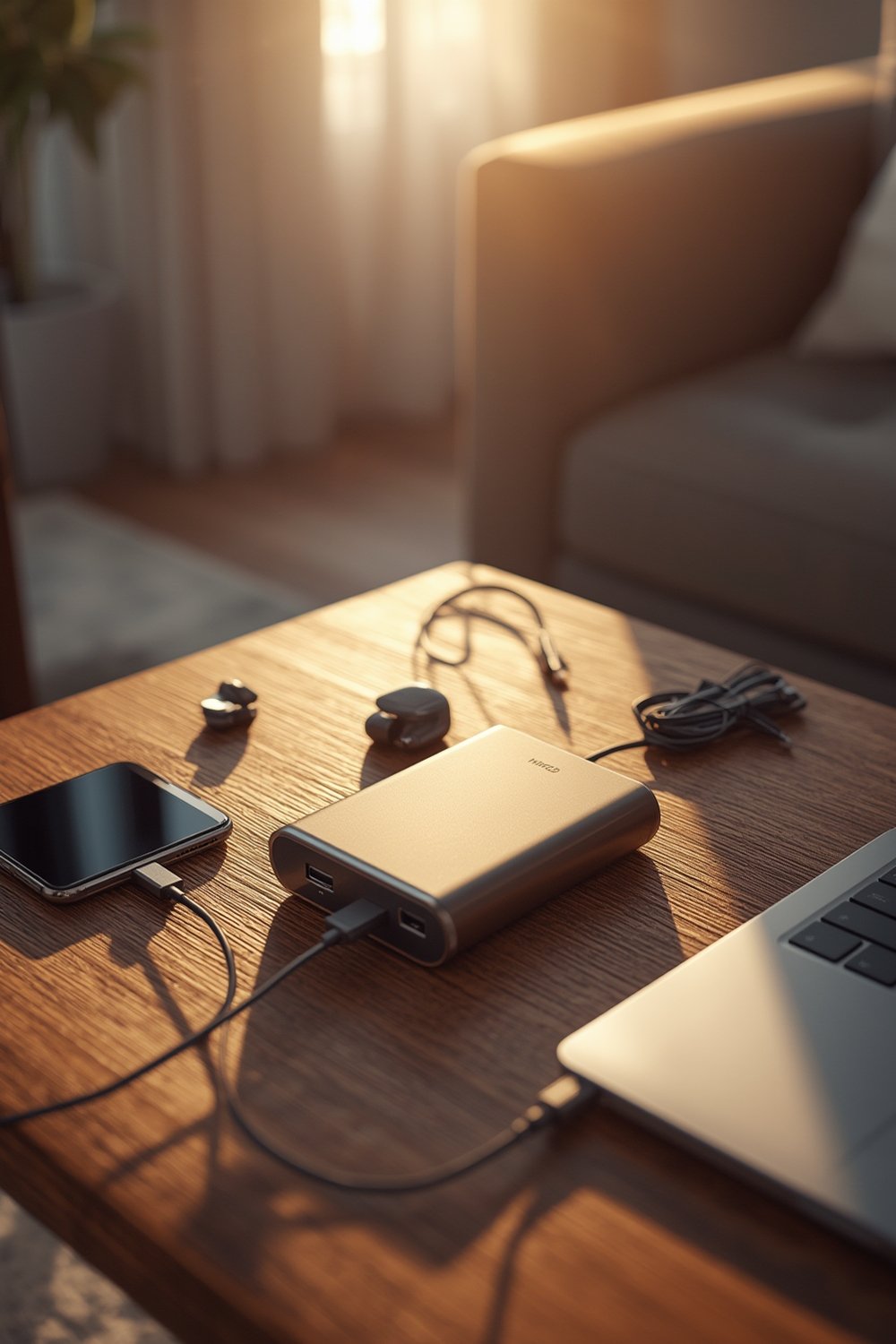 portable charger powering devices outdoors