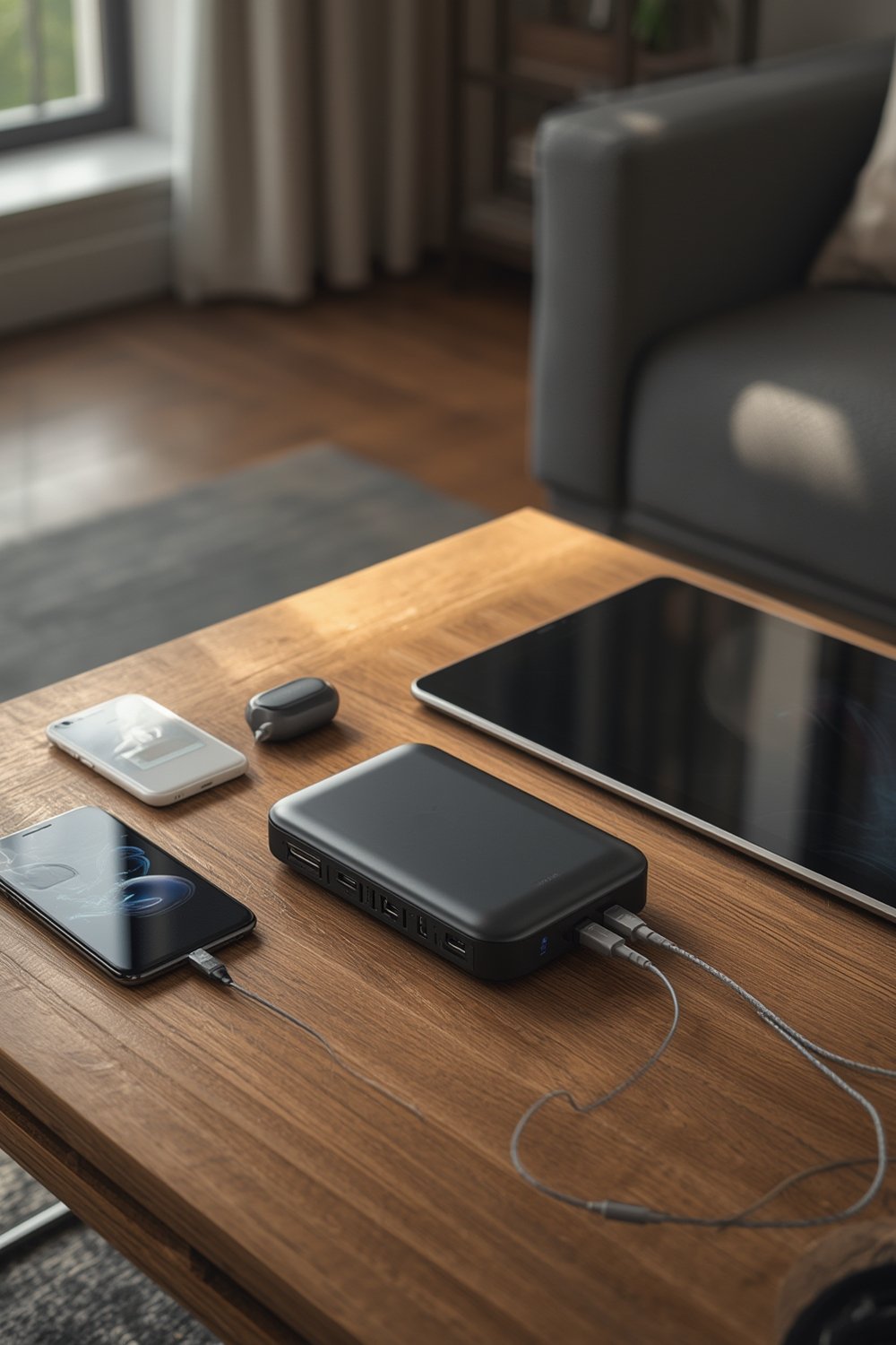 portable charger in use - charging multiple devices