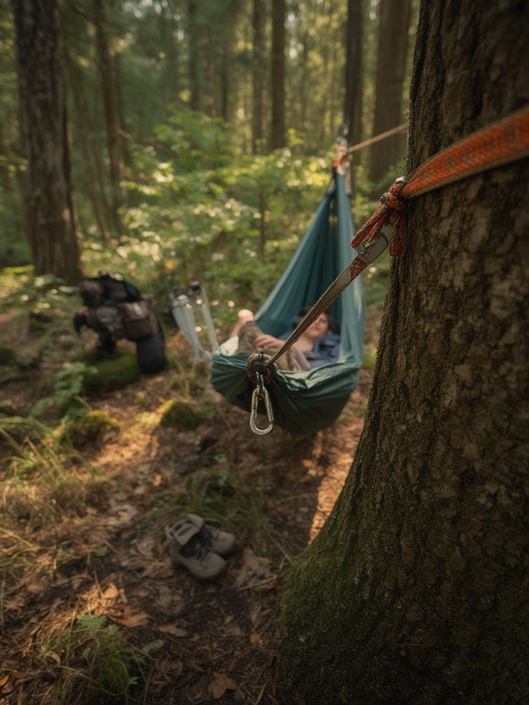 portable hammock packed in stuff sack ready for backpacking