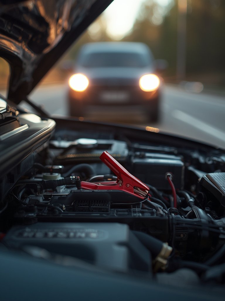portable jump starter next to emergency kit