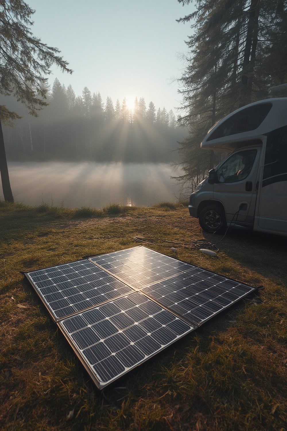 portable solar panel in use