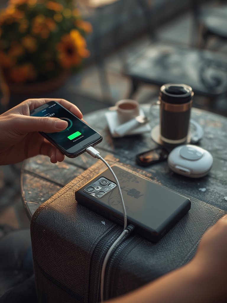 compact power bank with usb c battery pack and multi device charging