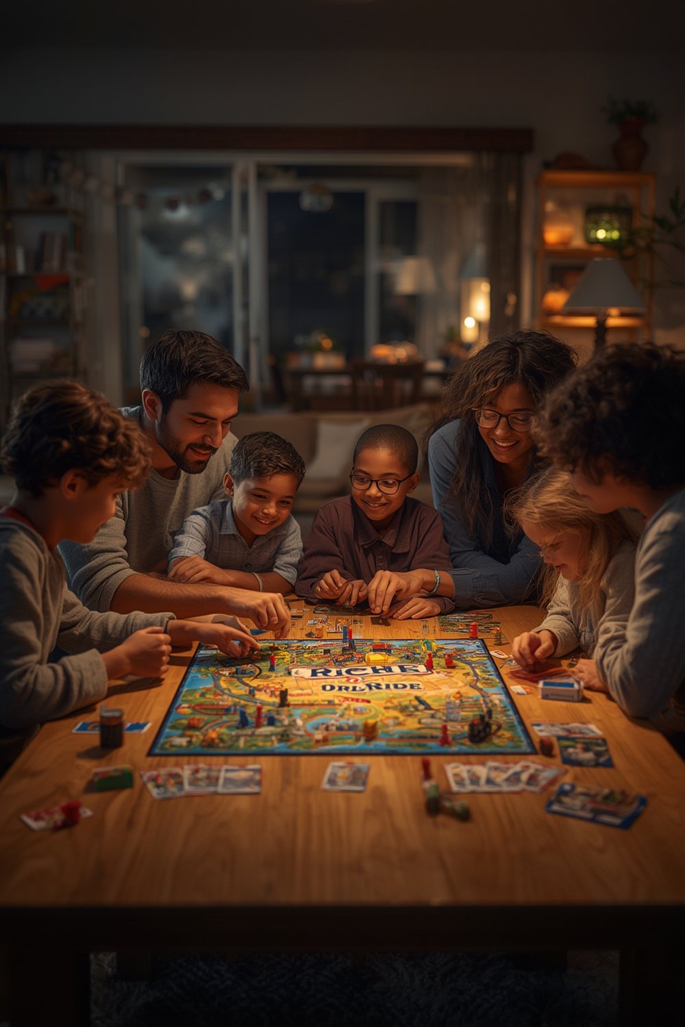 ticket ride board game map and colorful miniature trains in play