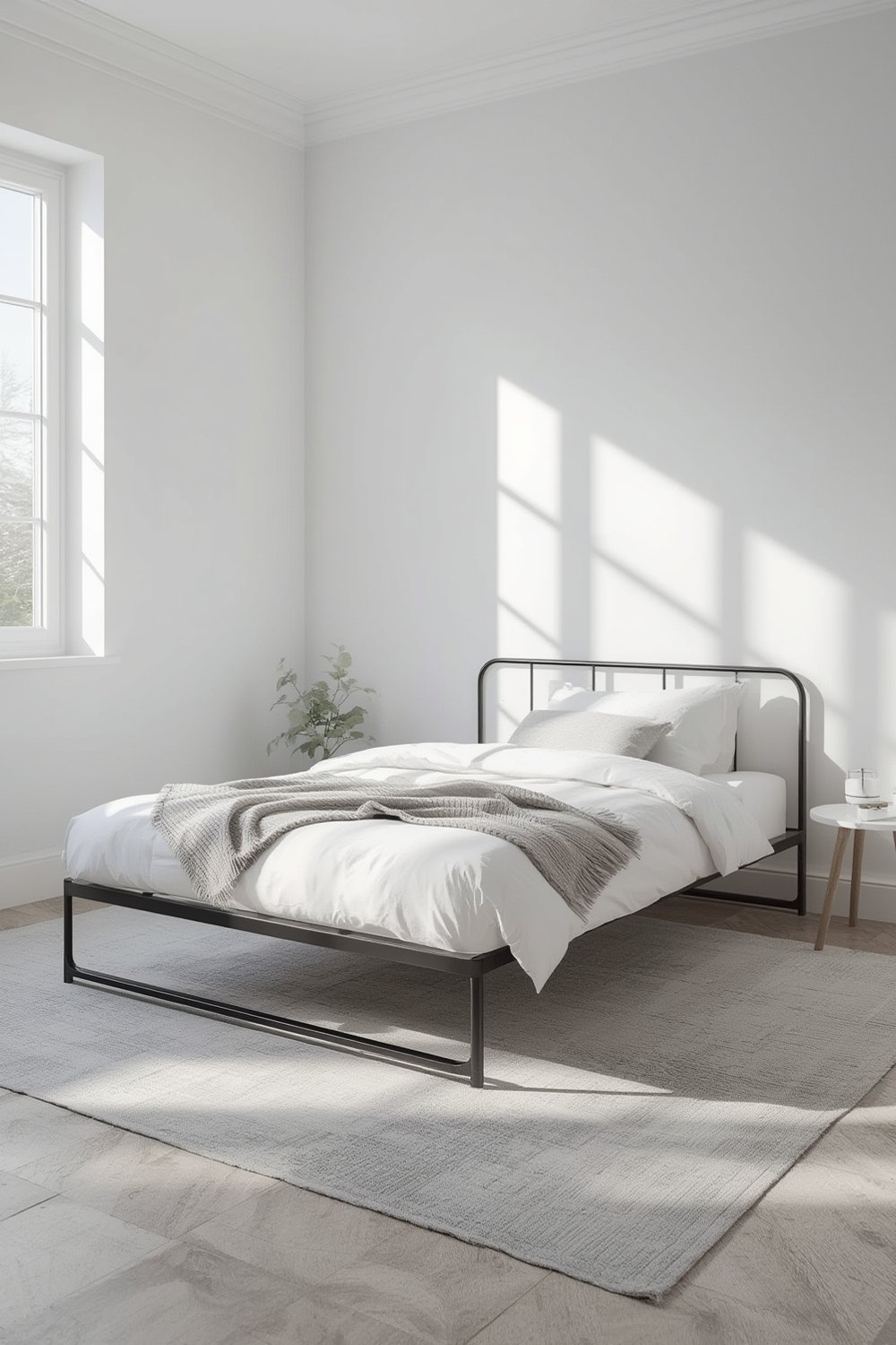 twin bed - sleek black Allewie metal frame with under bed storage