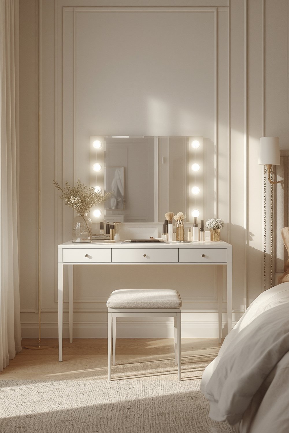Vanity Desk: 7 Ultimate Steps For An Amazing Bedroom Makeover 2026 1 vanity desk with large HD mirror, storage drawers, and lighting