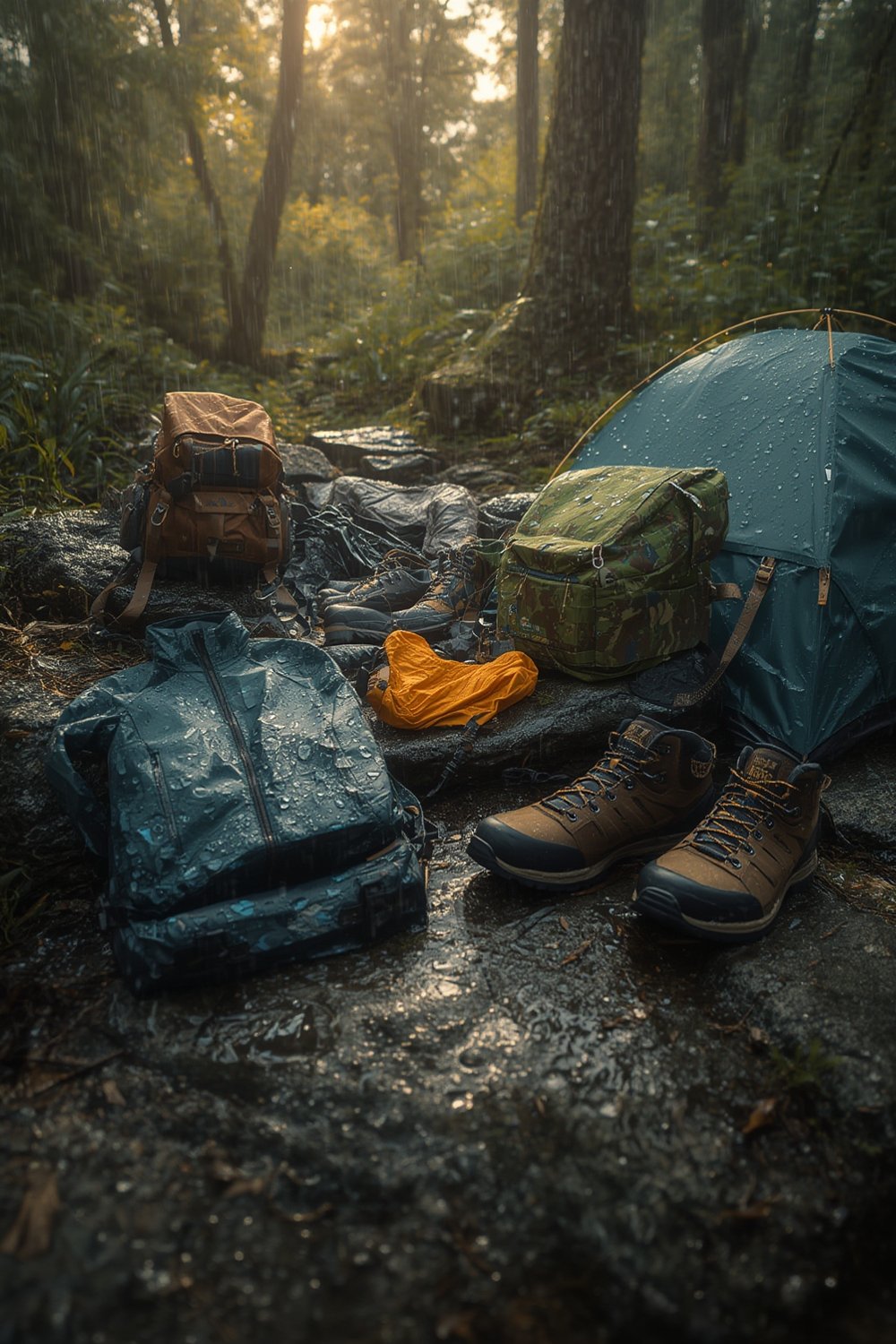 water repellent spray being applied to rain jacket - water repellent