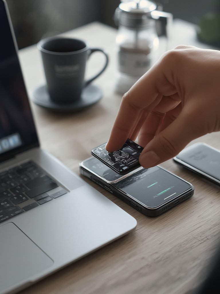 wireless charger - slim power bank showing MagSafe connection