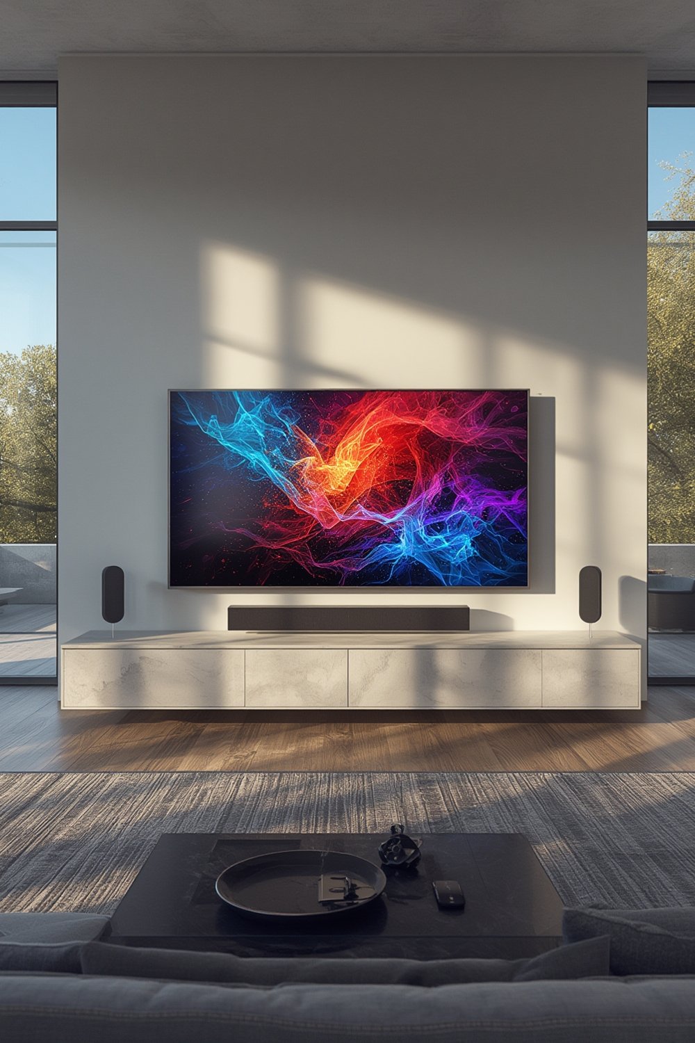 QLED TV TCL 65 inch Class T7 Series in living room with vivid display