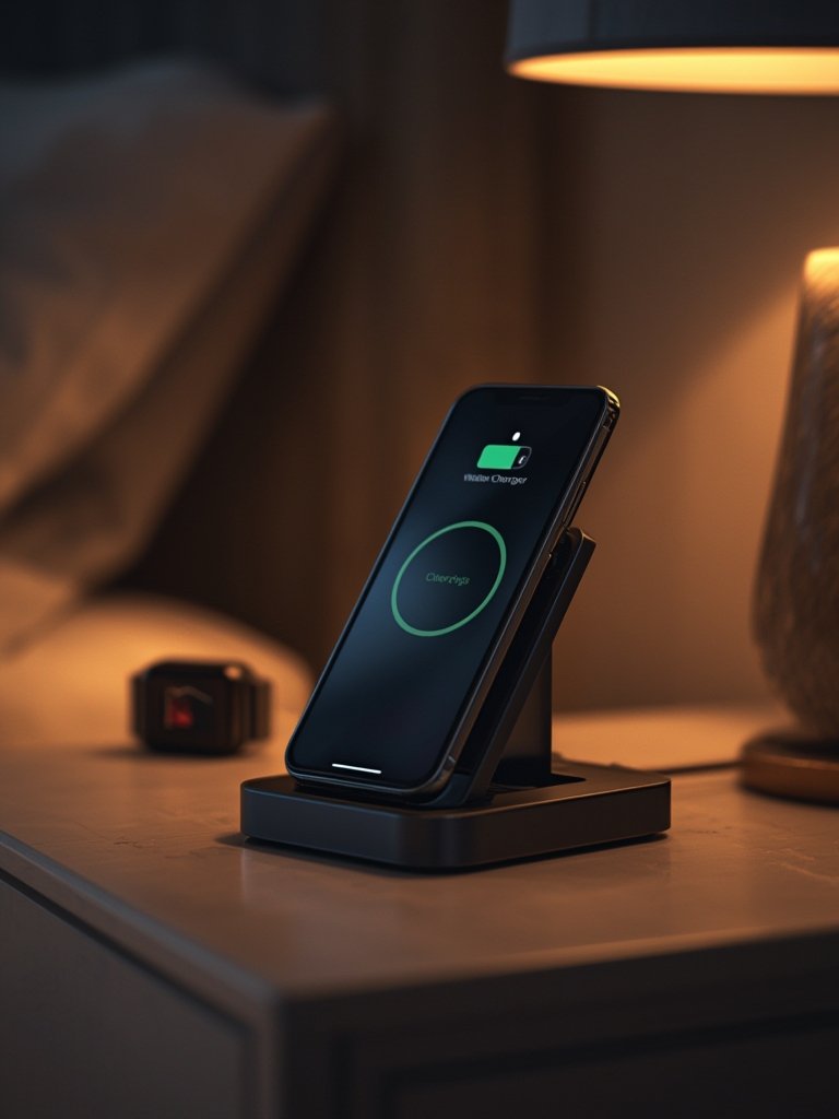 Qi2 charging Belkin dock powering iPhone and AirPods