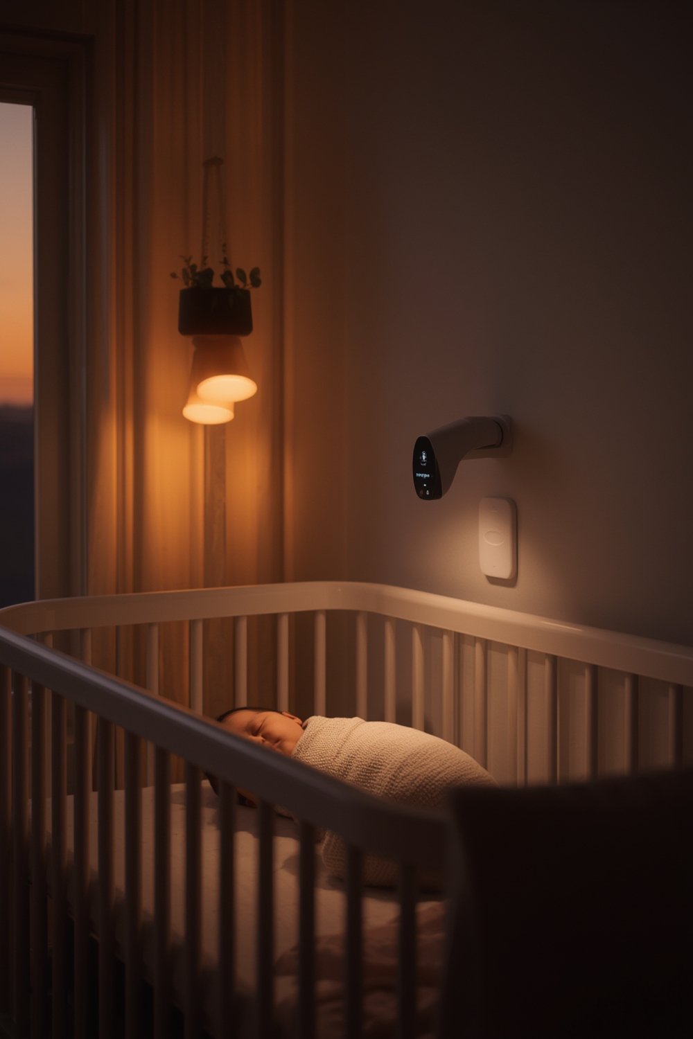 baby monitor with 1080p HD camera setup in nursery room