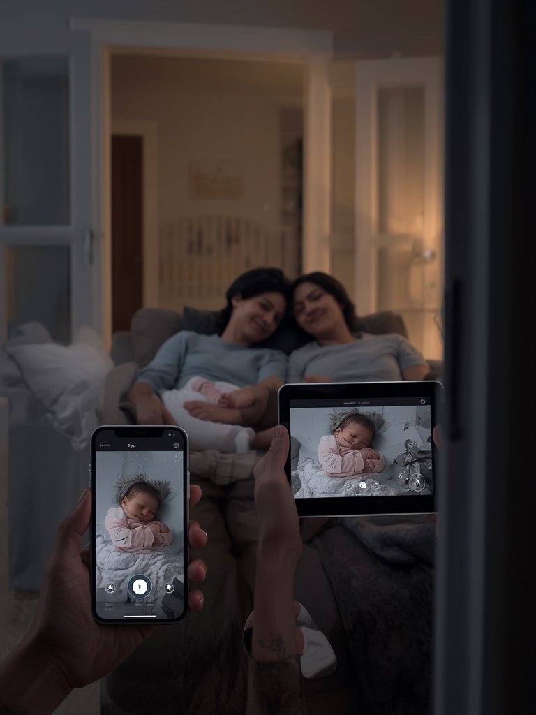 smart baby monitor showing real time notifications and sleep tracking dashboard