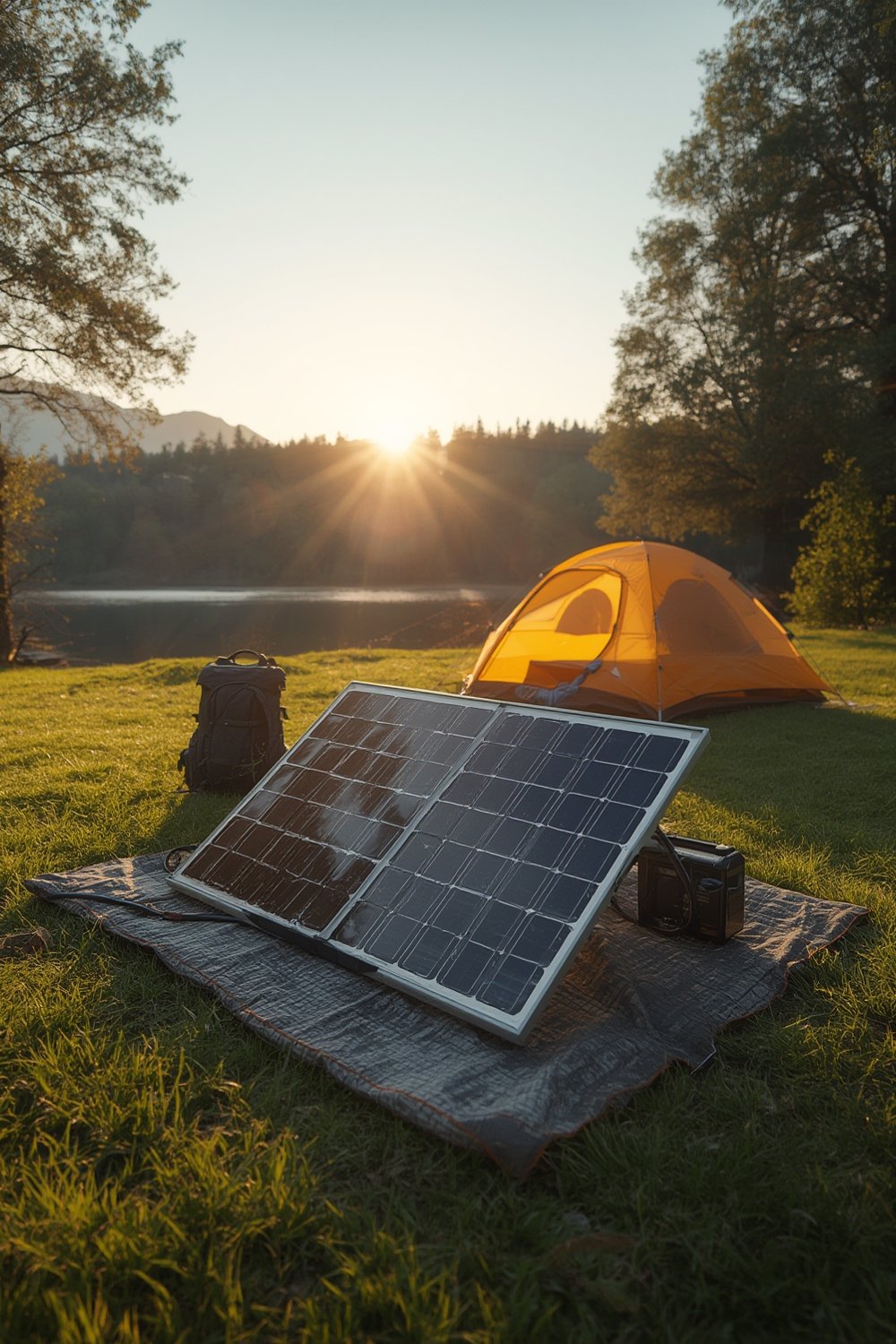 EBL Solar Panel 100W Portable solar panel in use