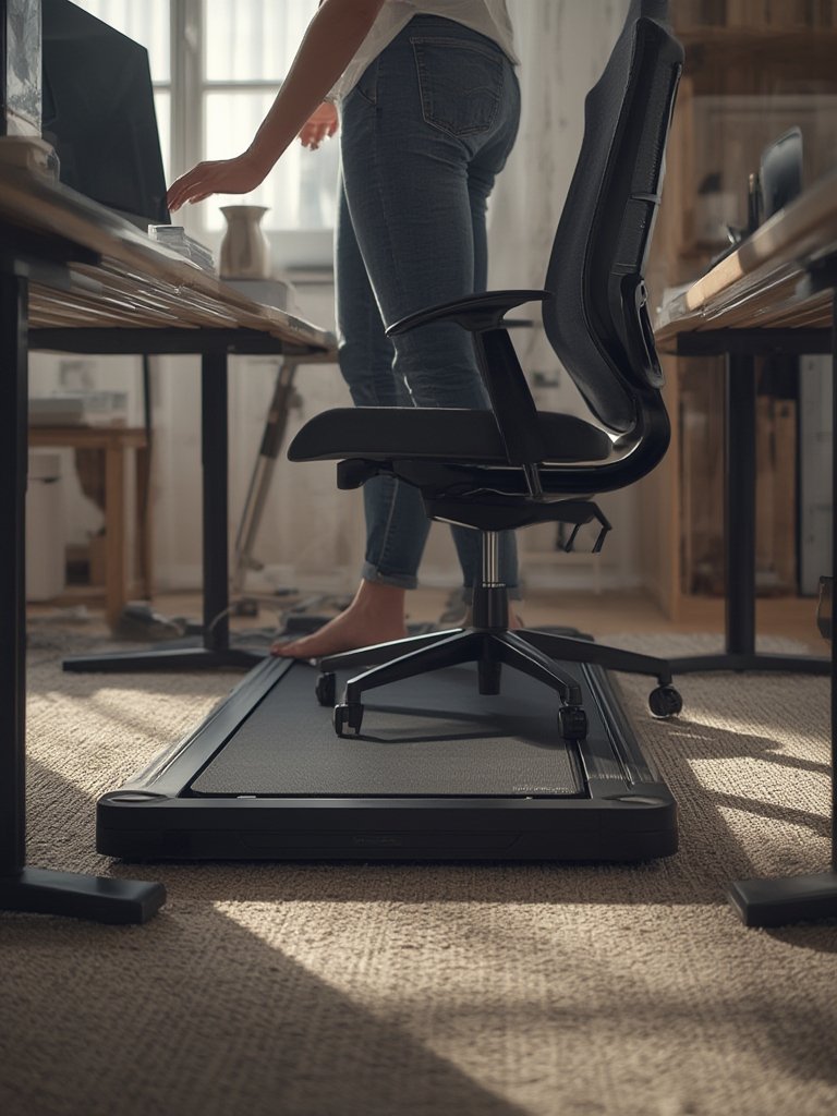 under desk treadmill pad with LED display and handle bar
