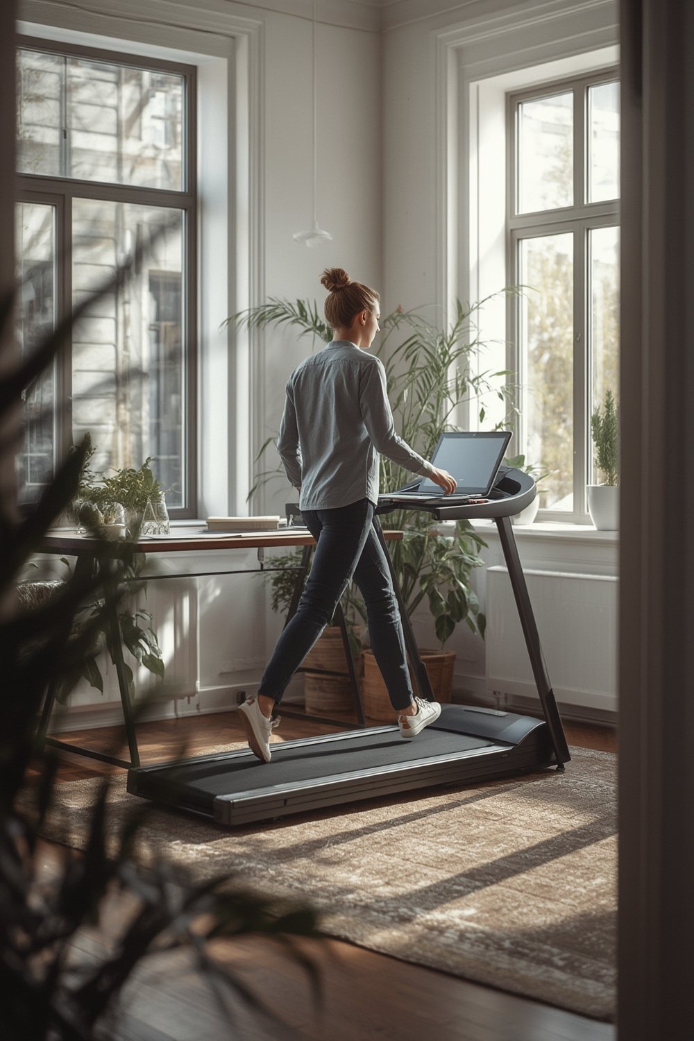 walking treadmill pad in home office setup