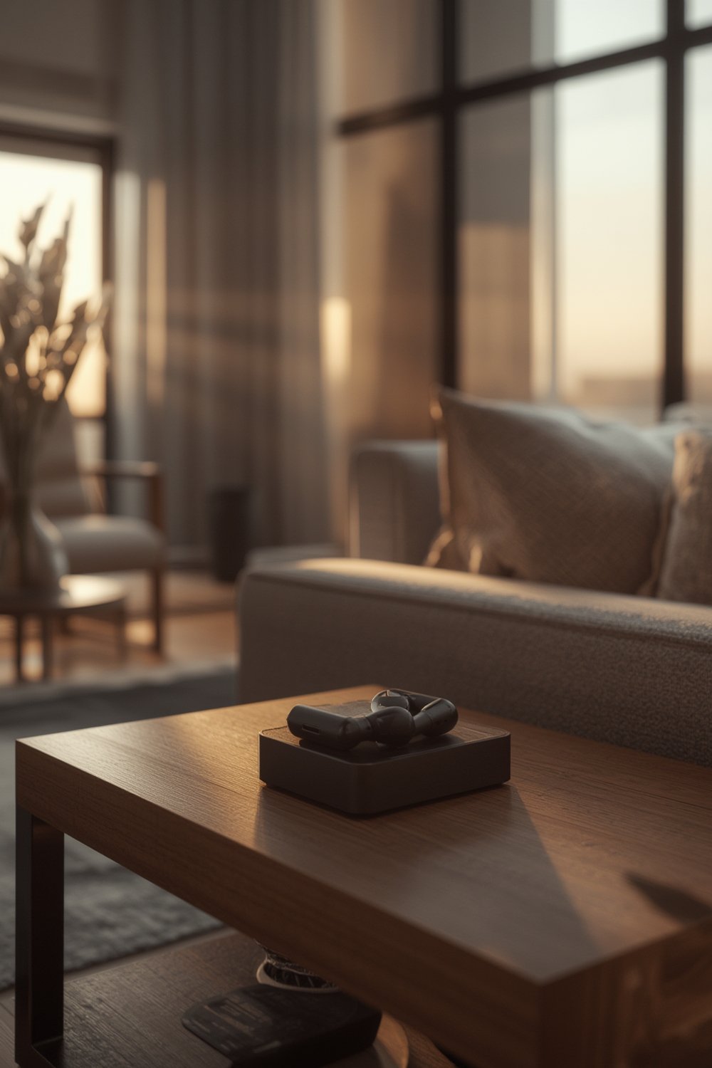 wireless charger on modern nightstand for dual device charging